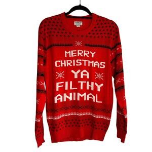 HOME ALONE New "Merry Christmas Ya Filthy Animal" Acrylic? Sweater Size M
